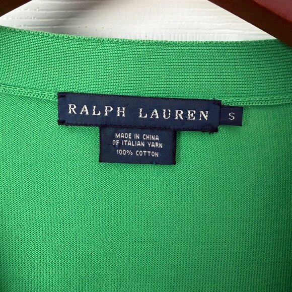 Blue Label Ralph Lauren Italian Cotton Leather Elbow Patch Cardigan Small - Picture 2 of 6
